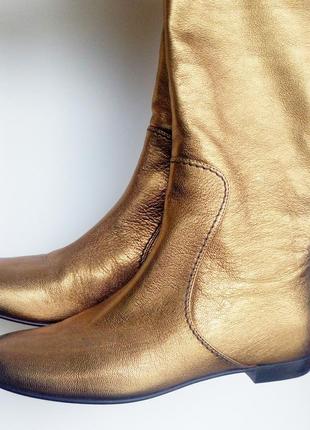 Брендовые сапоги итальянские золотые женские кожаные натуральн...