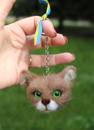 Кот брелок валяна іграшка подарунок сувенір кошка інтерєрна киця