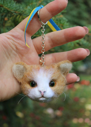 Брелок кот іграшка валяна з вовни інтерєрна хендмєйд кошка киця