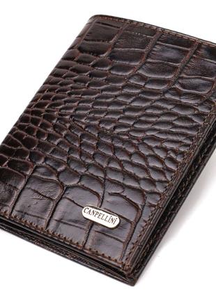 Компактний чоловічий гаманець із натуральної шкіри з тисненням...