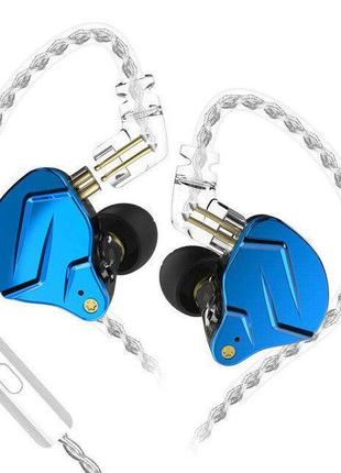 Навушники KZ ZSN Pro X з мікрофоном blue дротові вакуумні