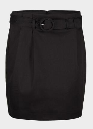 Черная хлопковая юбка с поясом