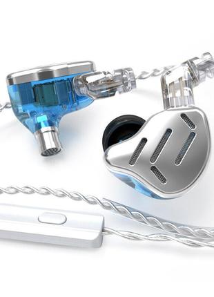 Навушники KZ ZAX з мікрофоном silver дротові вакуумні