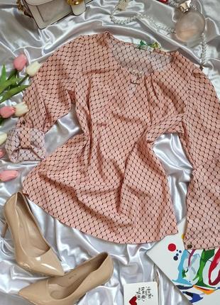 Легкая блузка на весну / осень пудрового персикового цвета с д...