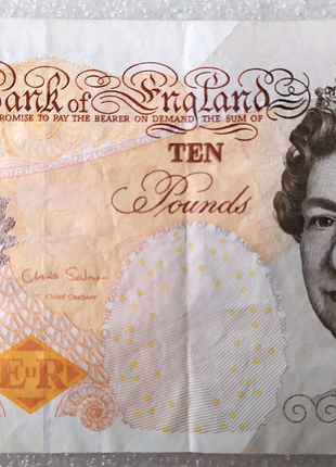 Банкнота бона 10 фунтів Велика Британія Англія 2000 рік