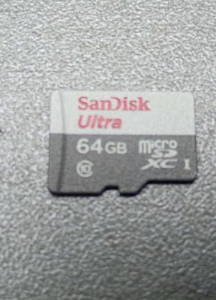 Карта флэш памяти Б/У MicroSD 64Gb