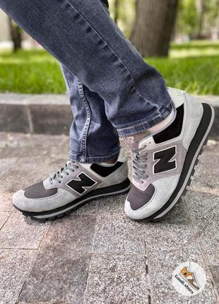 Мужские кроссовки в стиле new balance из натурального замша+сп...