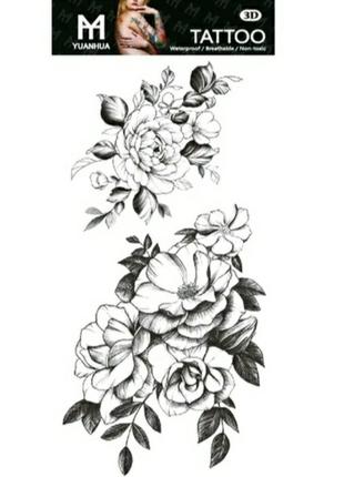 Тату tattoo временное татту наклейка на тело куст роз