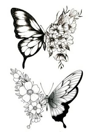 Тату tattoo временное татту наклейка на тело бабочки