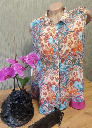 Легкая женская кофточка блузка в цветочный принт, состав полиэ...