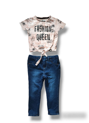 Дитячий комплект для дівчинки футболка джинси