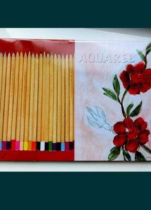 Карандаши акварель, металлическая уп-ка, 36 цветов, карандаши ...