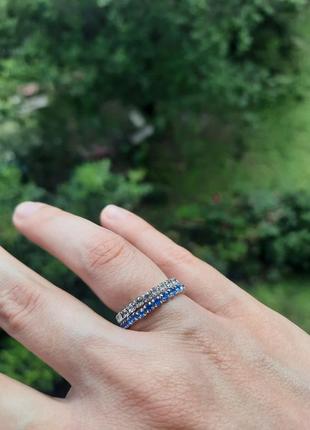 Кольцо обручальное кольцо с камушками белое и синее