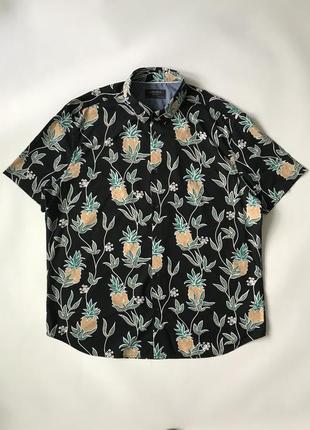 Сорочка marks & spencer гавайського забарвлення, чорна. розмір xl