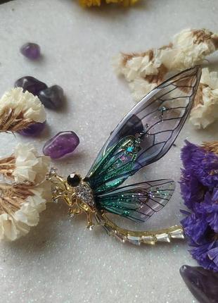 Брошь бабка dragonfly. очень реалистичное украшение в стиле фэ...