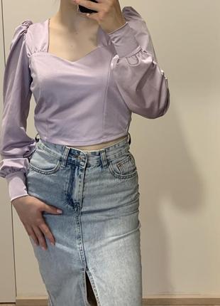 Фіолетова укорочена блуза-топ