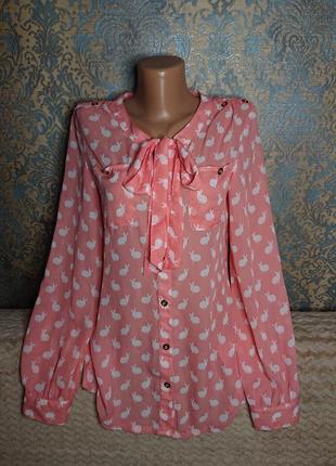 Красивая женская блуза в кролики р.42/44 блузка блузочка рубашка