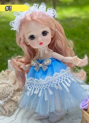 Шарнірна лялька з 3D-кишенями очима 16 см "Влакитна сукня"