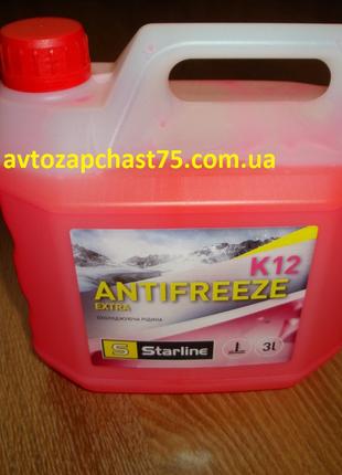 Антифриз концентрат Starline K12 (G12+) 3 литра, розовый (изго...