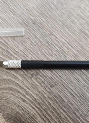 Нож скальпель для работы с кожей + карандаш