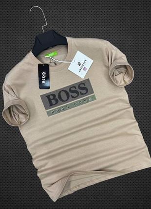 Бежевая футболка hugo boss