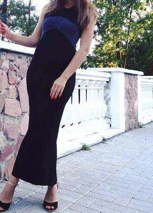 Женское черное платье длинное, нарядное вечернее платье