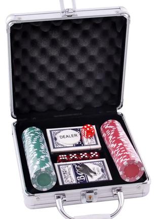 Покерный набор в алюминиевом кейсе на 100 фишек