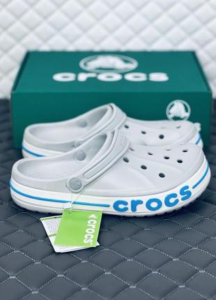 Crocs bayaband clog grey-blue woman кроксы женские летние серо...