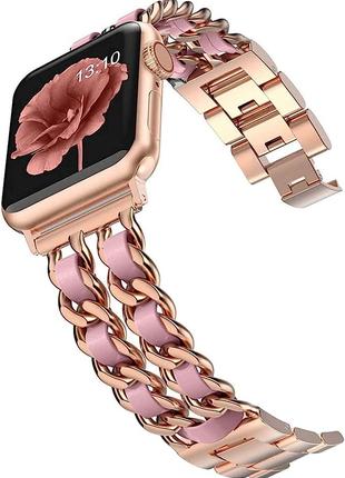 Ремінець для Apple Watch Desay Chanell Rose gold-pink • 38/40/...