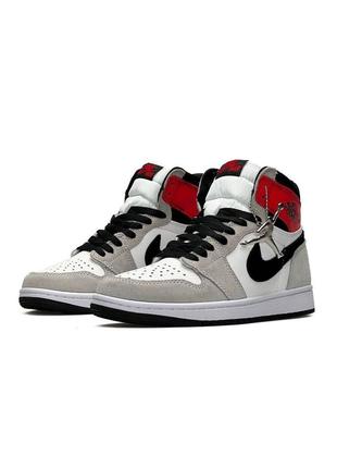 Женские кроссовки nike air jordan 1 high "grey black red”