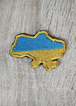 Прапор України, вишивка в формі карти України. (нашивка)