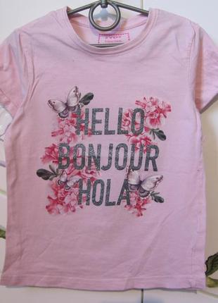 Нарядная модная красивая футболка розовая с цветами yd для дев...