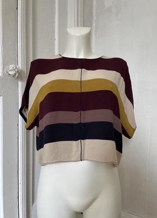 Нарядная широкая блуза zara basic в цветную полоску