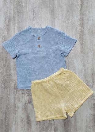 Костюм муслиновый детский для мальчика (футболка и шорты)