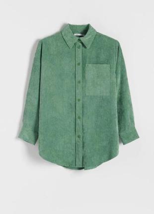 Новая вельветовая рубашка блуза рубашка свежего зеленого цвета...