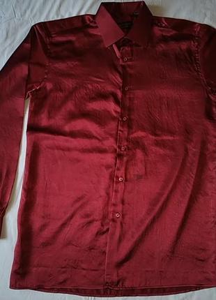 Бордовая шёлковая рубашка greenwood