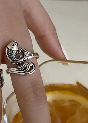 Кольцо серебро посеребрение кольца кольцо с рыбкой желаний
