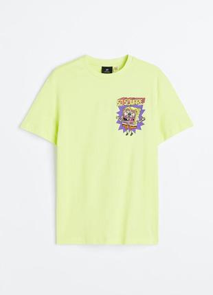 Оригинальная футболка h&m с принтом sponge bob. спанч бобов.