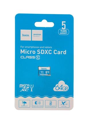 Карта Памяти Hoco MicroSDXC 64gb 10 Class Цвет Синий