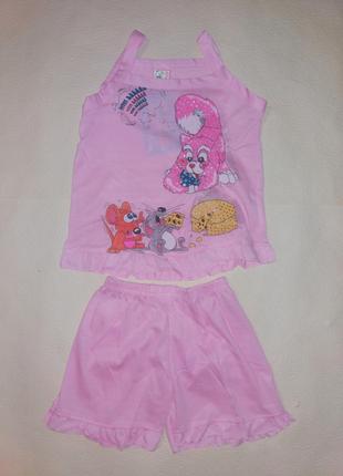 Костюм для девочки майка и шорты D&L; на рост 80 см. Розовый