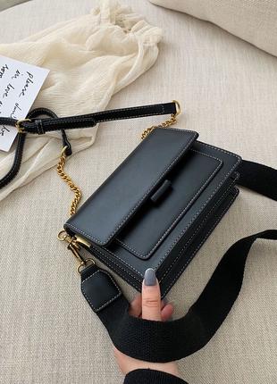 Женская классическая сумка через плечо кросс-боди черная