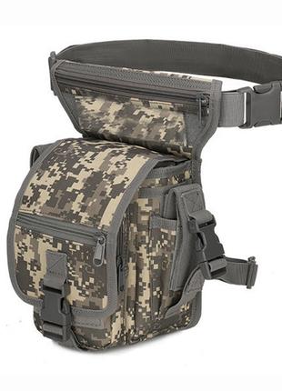Тактична сумка B05 на стегно військова сумка на ногу сіра піксель