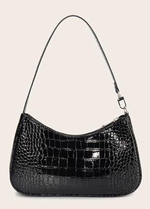Женская сумка багет рептилия 049 черная