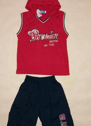 Костюм для мальчика майка и шорты D&T; на рост 110 см. Красный