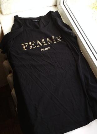 Женская черная футболка zizzi femme paris (m-l)