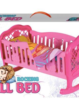Кроватка люлька для куклы розовая технок 4524, кукольная крова...