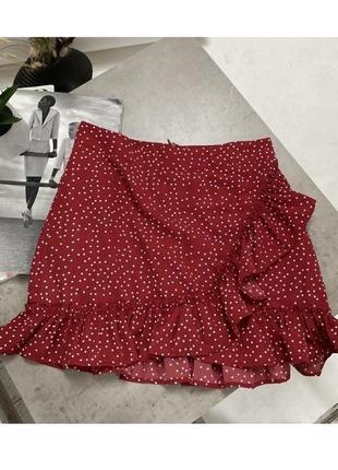 Shein замечательная красная в белый горошек мини-юбка как новая