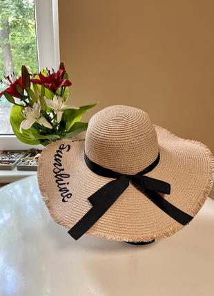Солнцезащитная шляпа соломенная летняя женская Oxa с широкими ...