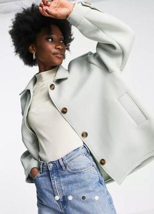 Стильная куртка-рубашка из неопрена от asos design мятного цвета
