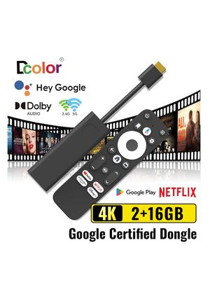 TV Box Dcolor GD1 4K Stick 2/16 АndroidTV Netflix Смарт приставка